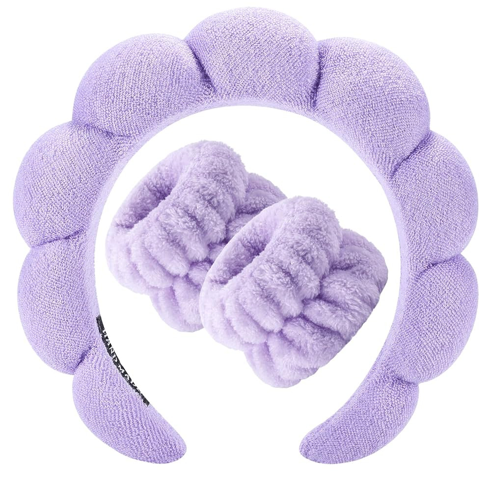 Zkptops Spa Headband for Washing Face Wristband Set Sponge Makeup Skincare Headband Terry Cloth B... | Amazon (US)