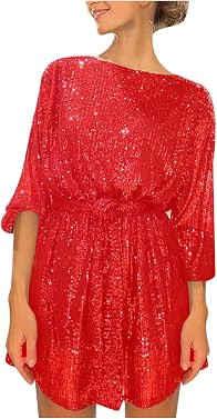 Formal Dresses for Women 2022 Elegant Long Sleeve Party Casual Sequin Dress Fashion Fall Solid Cr... | Amazon (US)