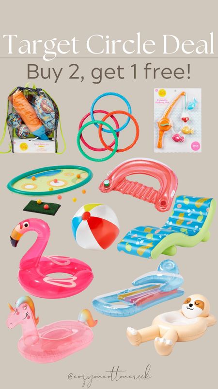 Target circle deal
Swim toys
Swim accessories 
Floats
Bogo free 

#LTKSwim #LTKFindsUnder50 #LTKSaleAlert