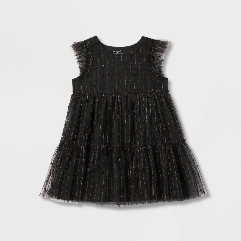 Toddler Girls' Adaptive Flutter Sleeve Tulle Dress - Cat & Jack™ Black | Target