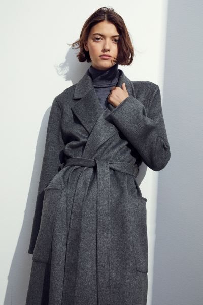 Wool Coat - Dark gray melange - Ladies | H&M US | H&M (US + CA)