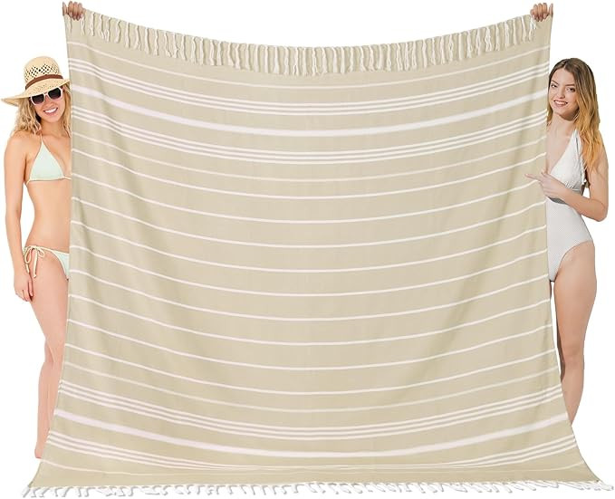 Oversized Turkish Beach Towel Blanket XXL Cotton Sandproof Towels Boho Woven Extra Large Big Sand... | Amazon (US)