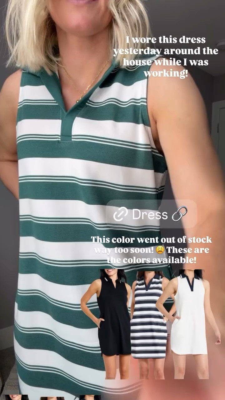 I wore this dress yesterday around the house while I was working! This color went out of stock way too soon! 😩 These are the colors available!