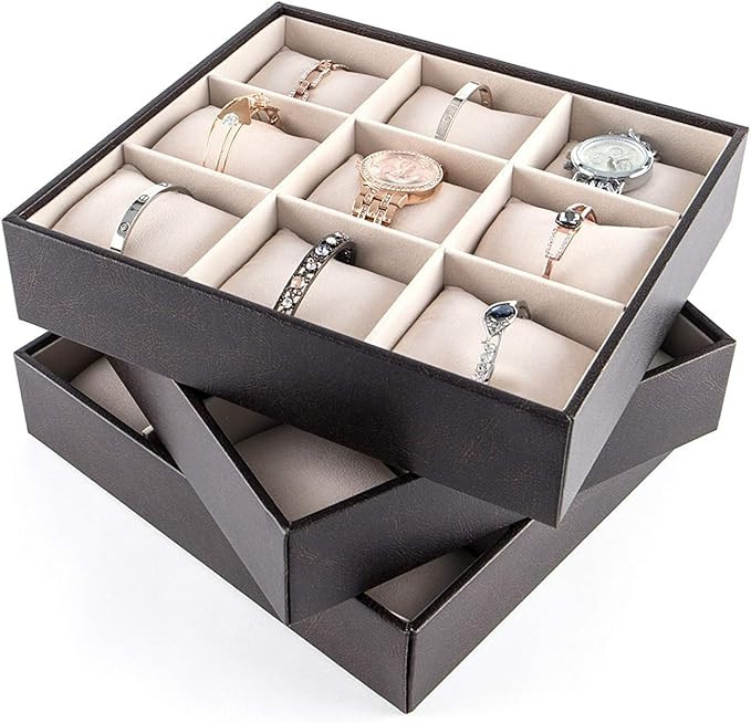 JackCubeDesign Bracelet Watch Bangle Organizer Set of 3, Stackable Jewelry Tray Display Storage B... | Amazon (US)