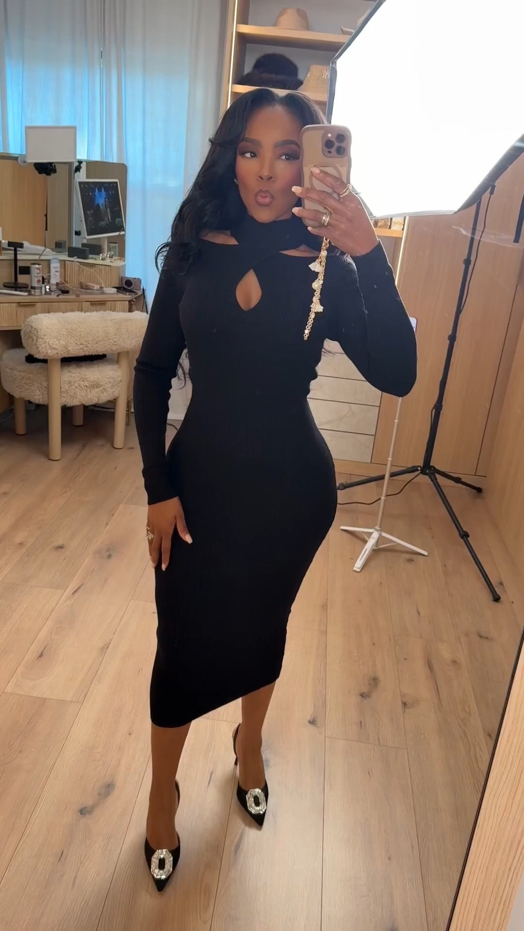 Sleek and timeless.
This black midi dress is proof that elevated style doesn’t have to be expensive. The curve-hugging fit and subtle cutout detail create a chic, confidence-boosting look that works effortlessly from day to night. Styled with statement heels for an instantly polished finish.

Perfect for date nights, dinner plans, events, and last-minute outings.

📏 Sizing:
Dress: Small
Heels: True to size

📏 Measurements:
5’4” · 138 lbs · 34D · 27” waist · 40” hips

Affordable black dress, Walmart fashion finds, budget-friendly outfit, chic black midi dress, elevated affordable style, curve-hugging dress inspiration.

Follow me on Instagram and YouTube @kirasfashionfinds

#LTKPetite #LTKHoliday #LTKootd