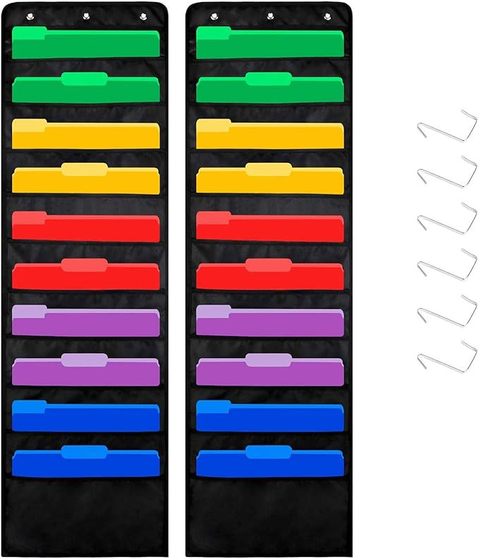 ABC life Hanging Wall File Organizer, 2 Packs, 10 Pocket Office, Home, Classroom, 6 Removable Pol... | Amazon (US)