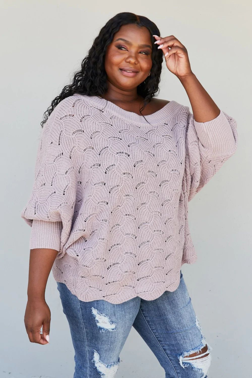 Sweet Lovely Scallop Sweater | Peppered with leopard