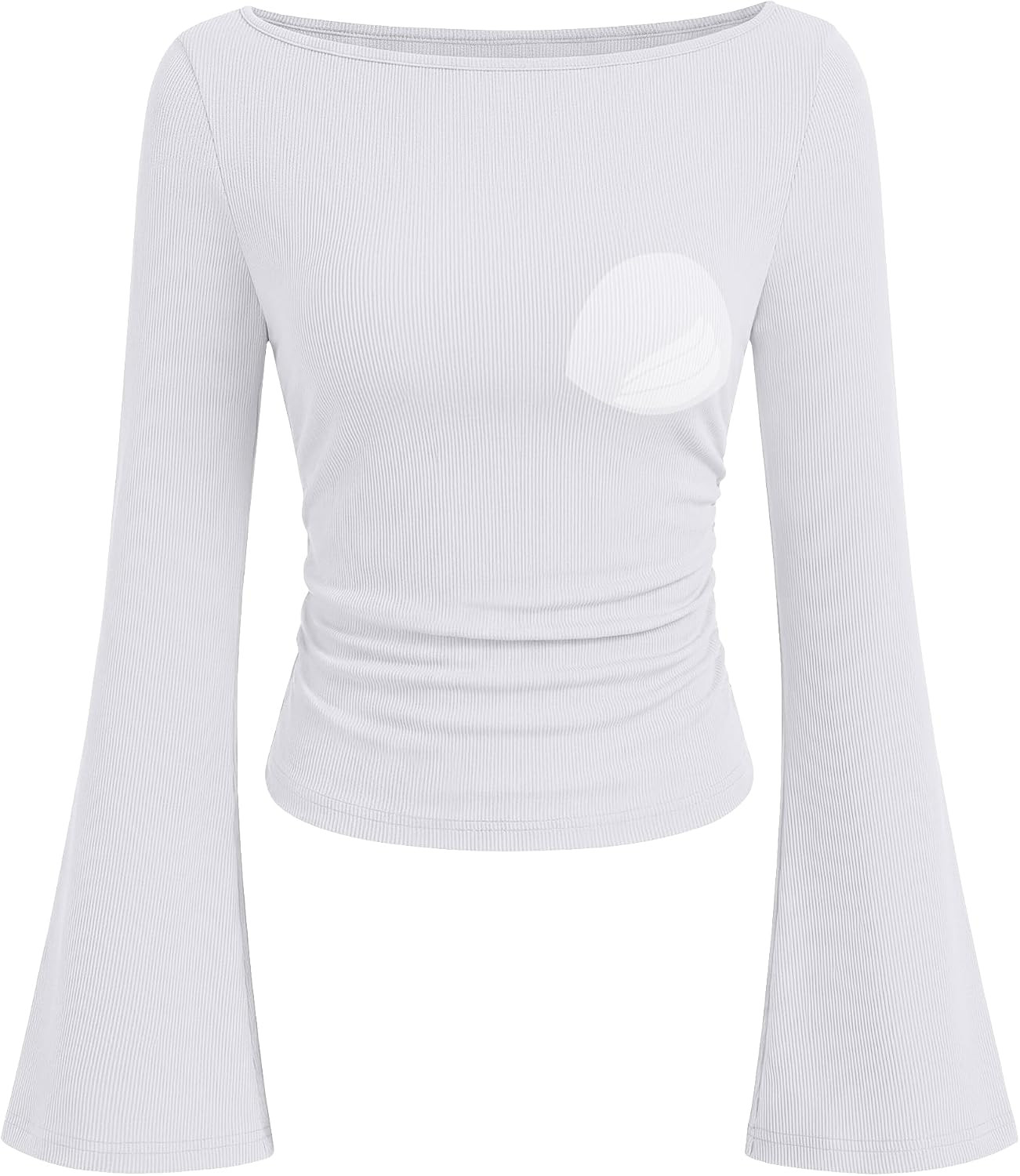 ANRABESS Women Boat Neck Bell Sleeve Shirts Built in Bra Fall Dressy Top | Amazon (US)