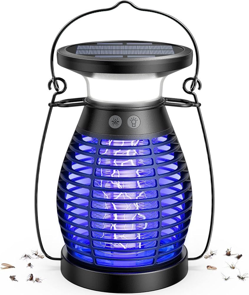 Uiage Bug Zapper Outdoor, Solar & Rechargeable Mosquito Zapper for Gnats, Flies, Moths, 4200V Hig... | Amazon (US)