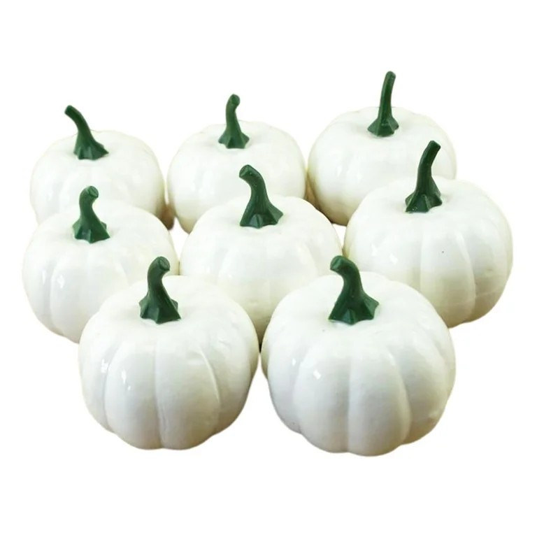 8Pcs White Artificial Pumpkins, Mini Foam Pumpkins White Pumpkins Bulk for DIY Decorating Fall Ha... | Walmart (US)