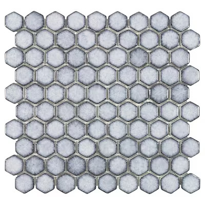 Boutique Ceramic Pacific Sky Blue 11-in x 11-in Glossy Recycled Glass Hexagon Patterned Floor and... | Lowe's