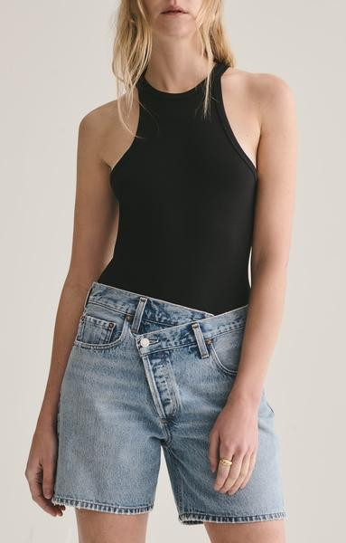 Rianne High Neck Racerback Bodysuit in Black | AGOLDE