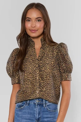 Delaney Leopard Print Button Up Top | Avara