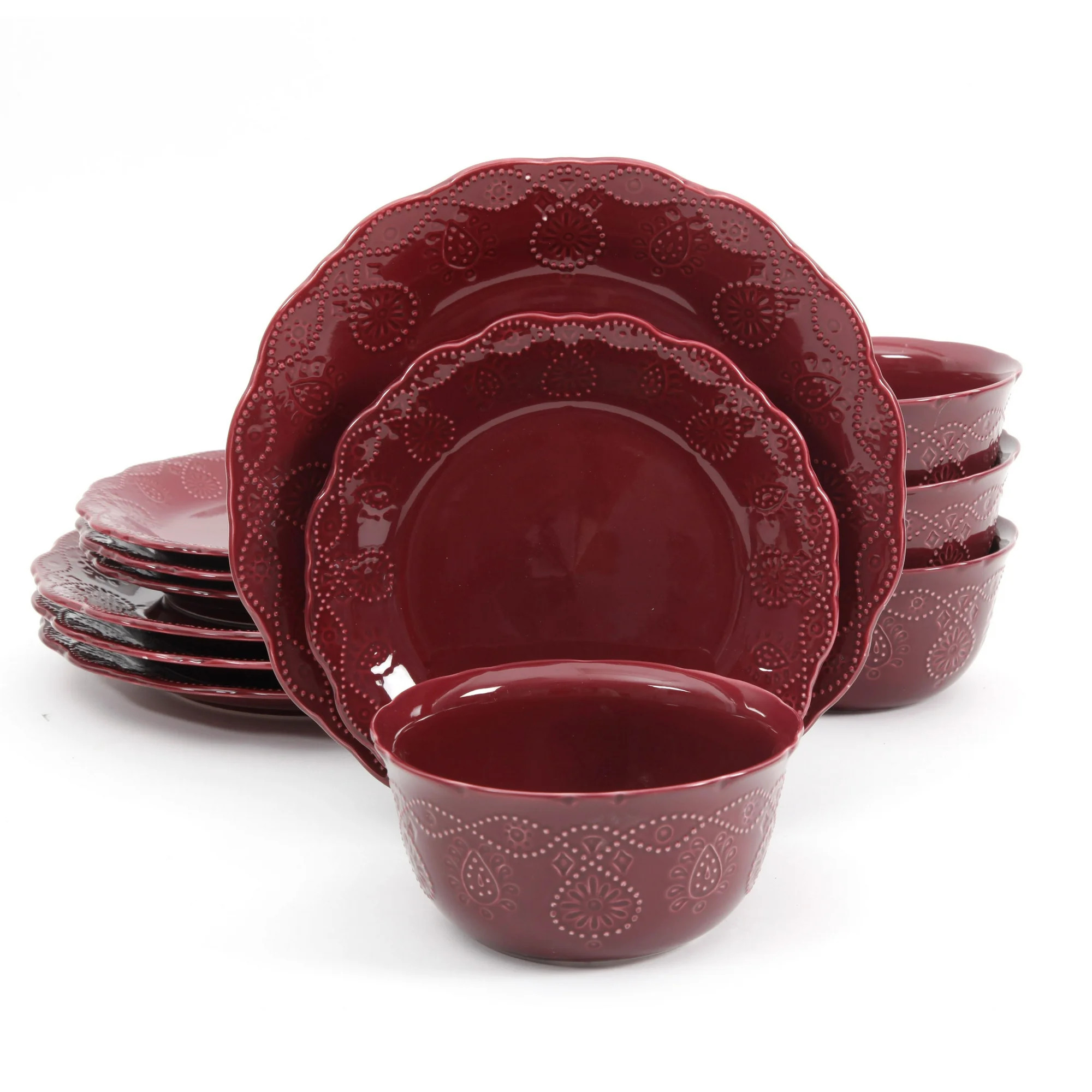 The Pioneer Woman Lace 12-Piece Dinnerware Set, Plum - Walmart.com | Walmart (US)