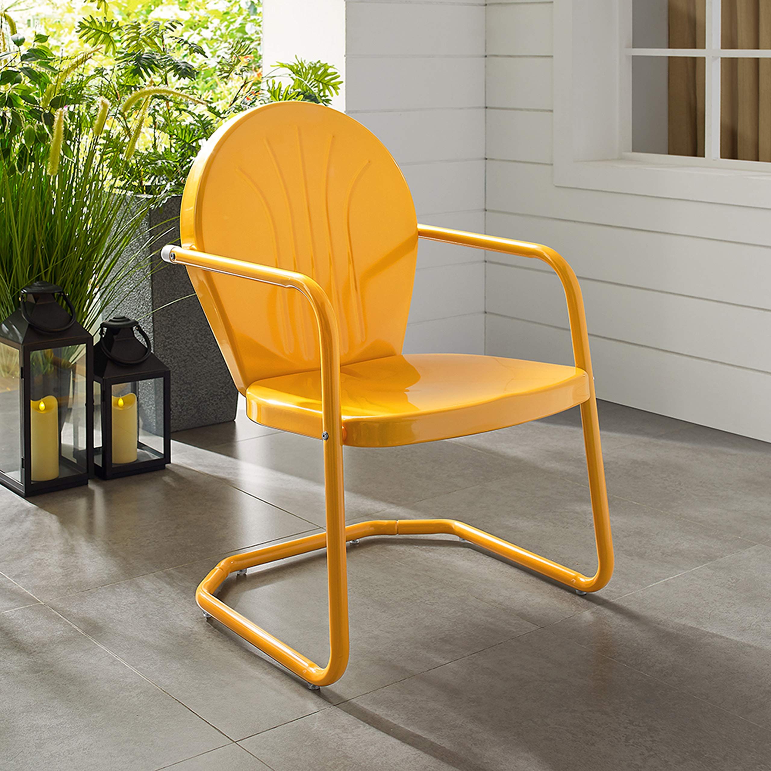 Crosley Furniture CO1001A-TG Griffith Retro Metal Outdoor Chair, Tangerine | Amazon (US)