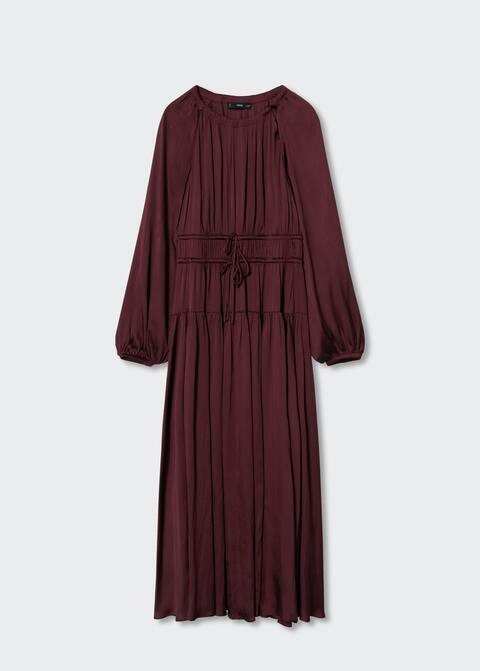 Pleated satin dress -  Women | Mango USA | MANGO (US)
