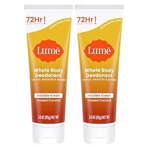 Lume Whole Body Deodorant - Invisible Cream Tube - 72 Hour Odor Control - Aluminum Free, Baking S... | Amazon (US)