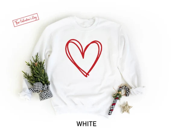 Valentines Day Sweatshirt, Heart Sweatshirt, Valentines Day Sweater For Women, Teachers Valentine... | Etsy (US)