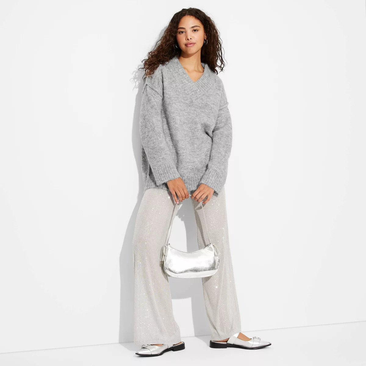 Women's Oversized V-Neck Pullover Holiday Sweater - Wild Fable™ | Target