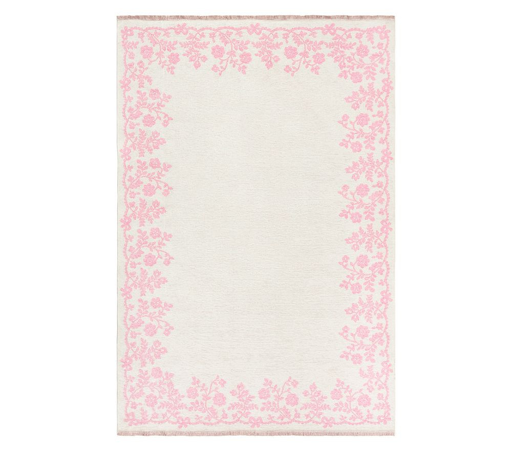 LoveShackFancy Floral Border Washable Reversible Rug | Pottery Barn Kids