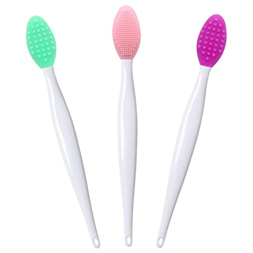 Lip Scrub Brush Lip Brush Tool,Double-Sided Silicone Exfoliating Lip Brush,Gentle Lip Exfoliator Scrubber Brush for Smooth,Soft,Bright,and Healthy Lips(3 PCS) 3 Colors | Amazon (US)