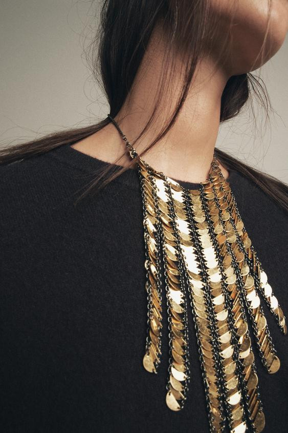 METAL PIECE WATERFALL NECKLACE | Zara US