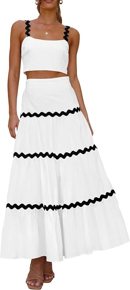 Amazon.com: PRETTYGARDEN Womens 2024 Summer Two Piece Vacation Beach Outfits Dressy Sleeveless Cr... | Amazon (US)