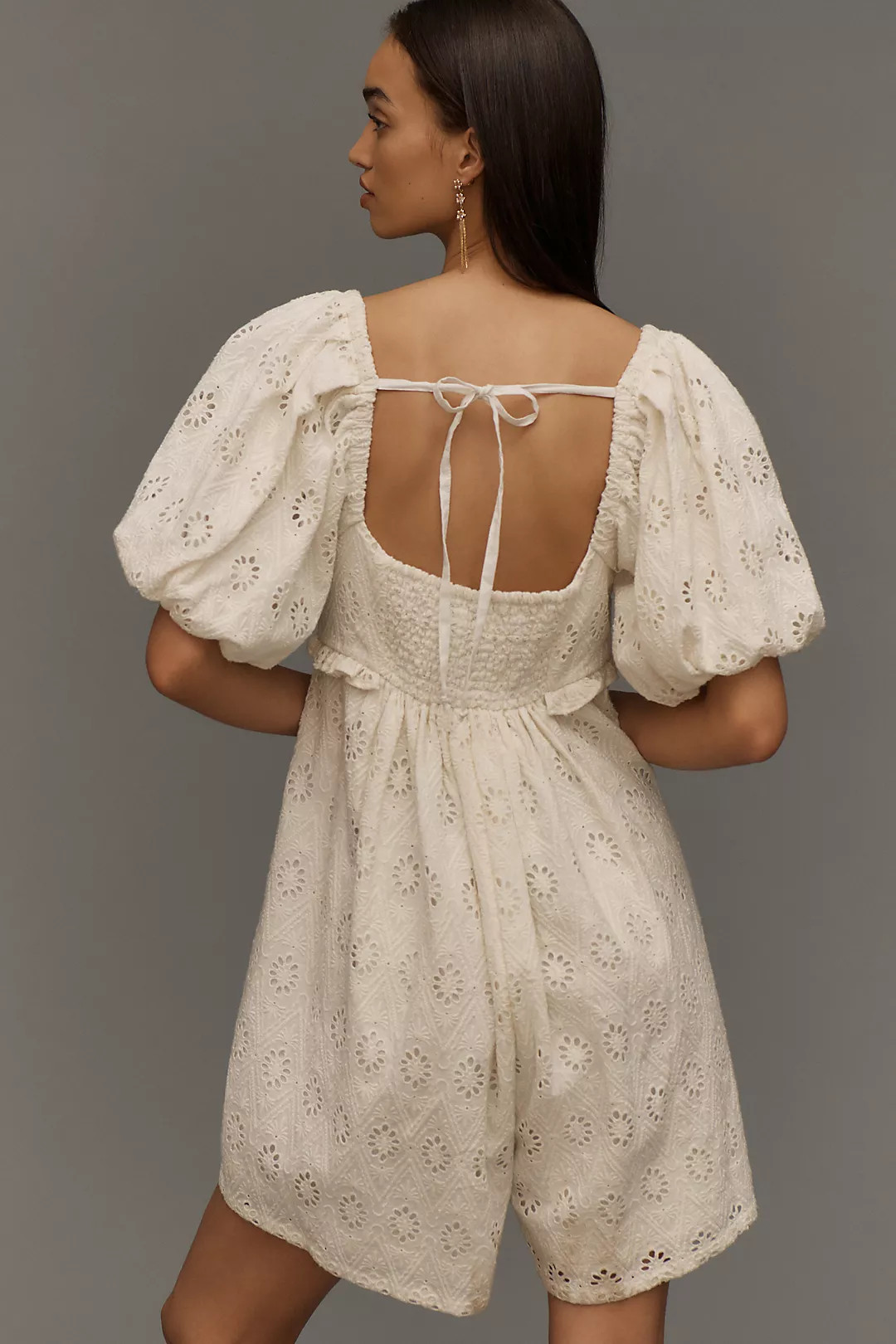 Pilcro Puff-Sleeve Eyelet Romper | Anthropologie (US)