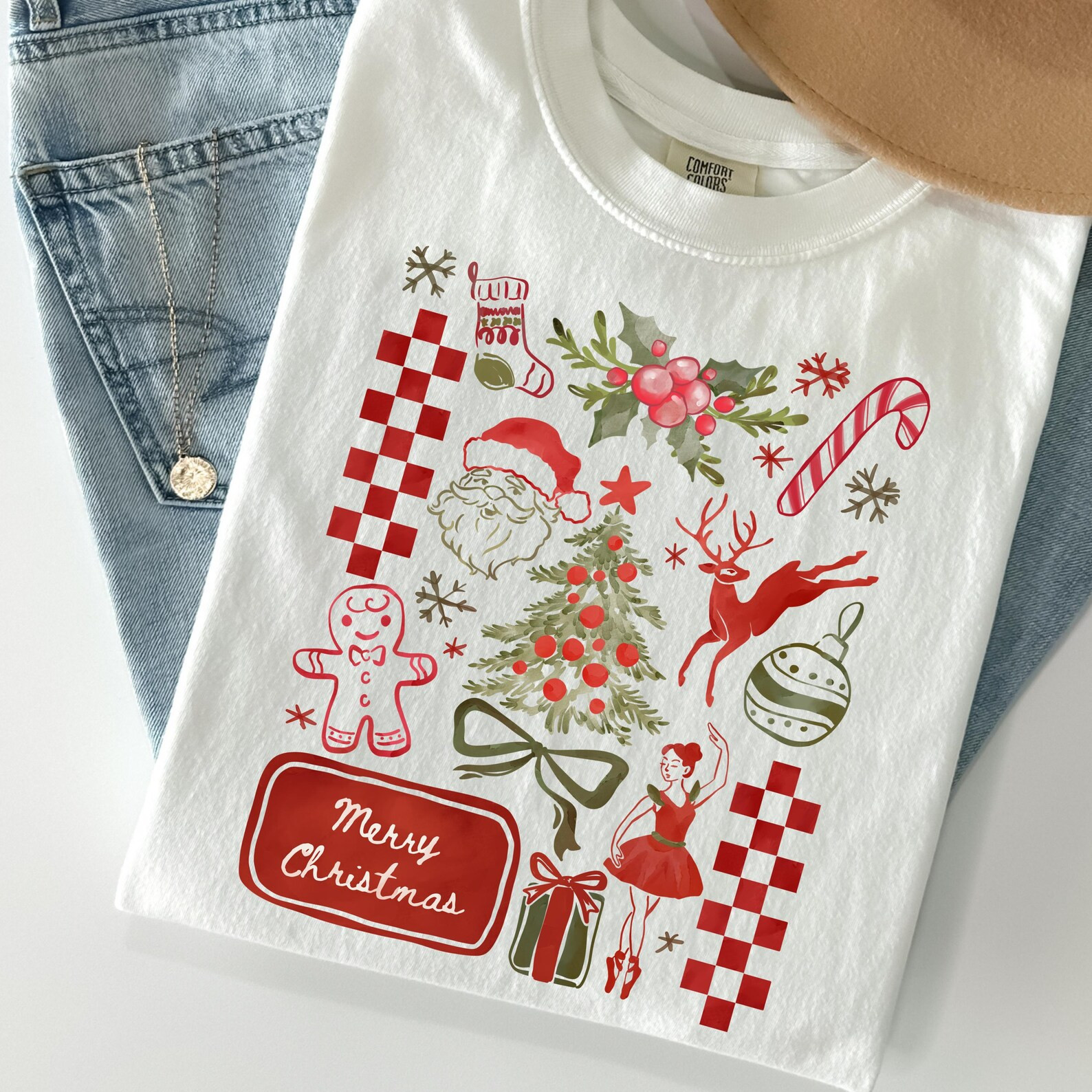 Retro Coquette Christmas Comfort Colors Shirt, Vintage Xmas Tee - Etsy | Etsy (US)