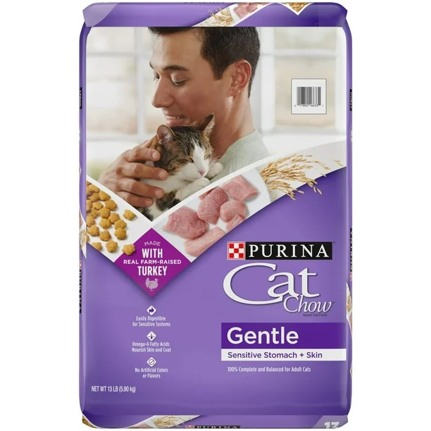 Purina Cat Chow Sensitive Stomach Turkey Dry Cat Food, 13 lb Bag | Walmart (US)