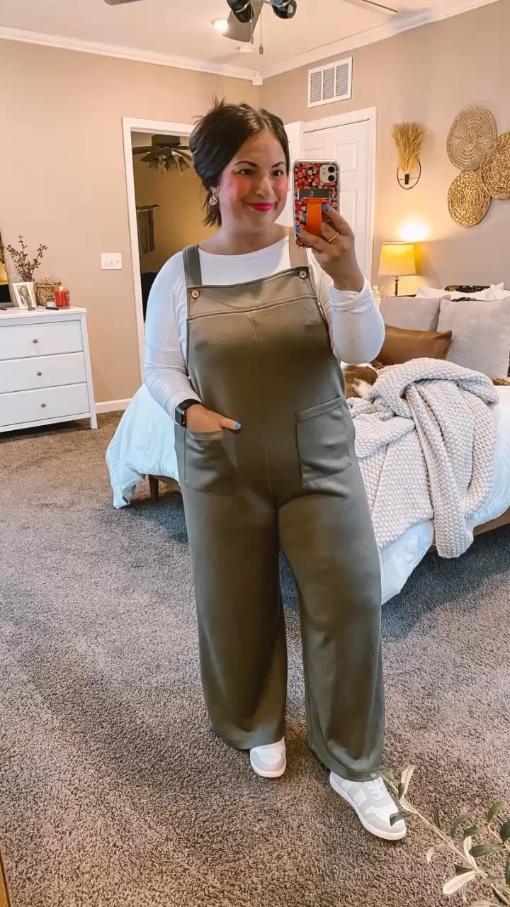 Channeling all the cozy vibes in these olive green overalls! Perfect for layering up while keeping it stylish & comfy! 

sneakers: fit true to size // wearing a 5
jumpsuit: fits true to size // wearing a large
long sleeve: fits true to size // wearing a medium 

 #LTKWatchNow #LTKStyleTip #LTKWorkwear