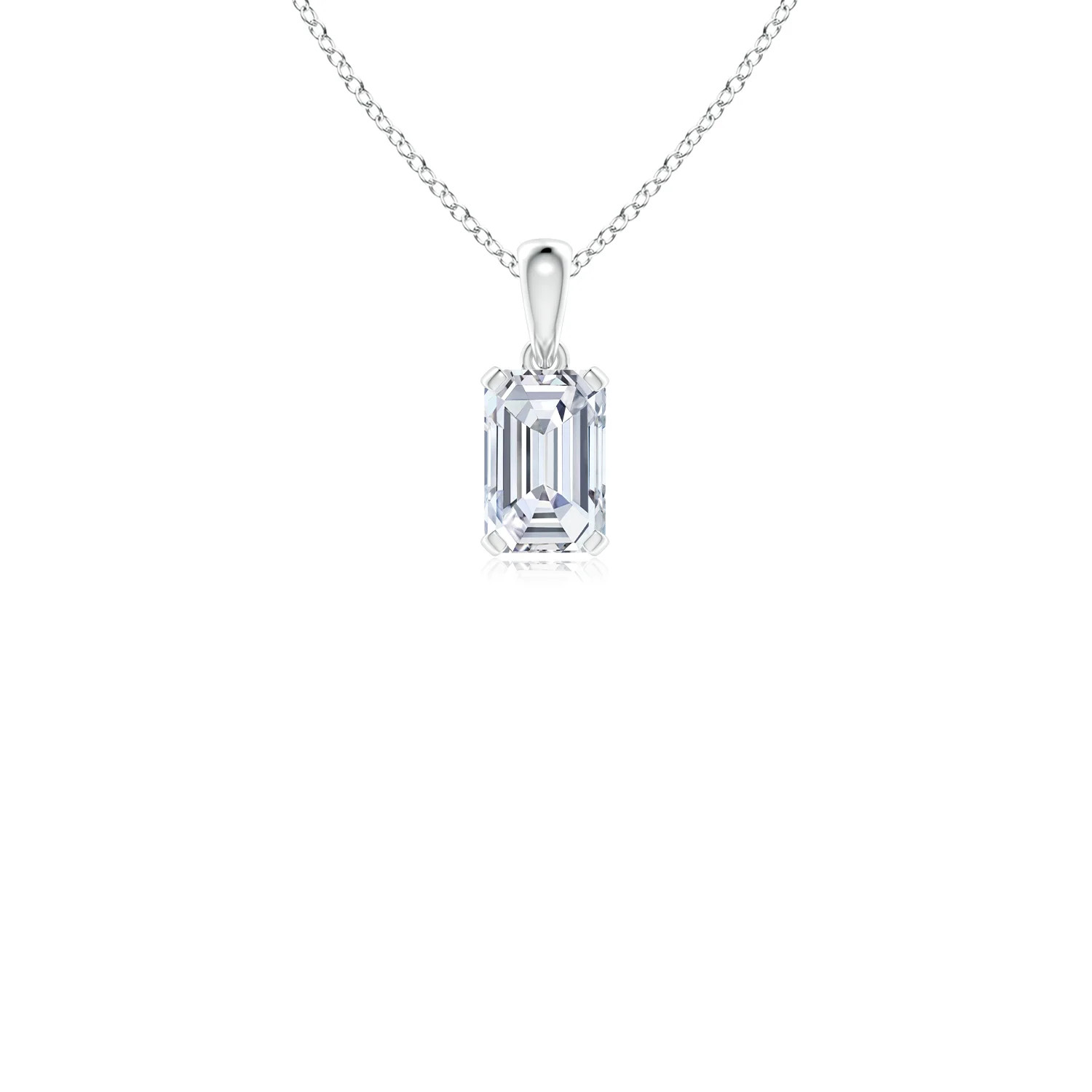 Lab-Grown Emerald-Cut Diamond Solitaire Pendant | Angara US