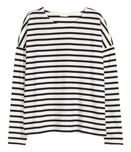 H&M - Striped Jersey Top - White/striped - Women | H&M (US)
