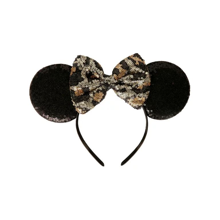 Disney Minnie Mouse Fashion Cheetah Sequin Bow Headband - Walmart.com | Walmart (US)