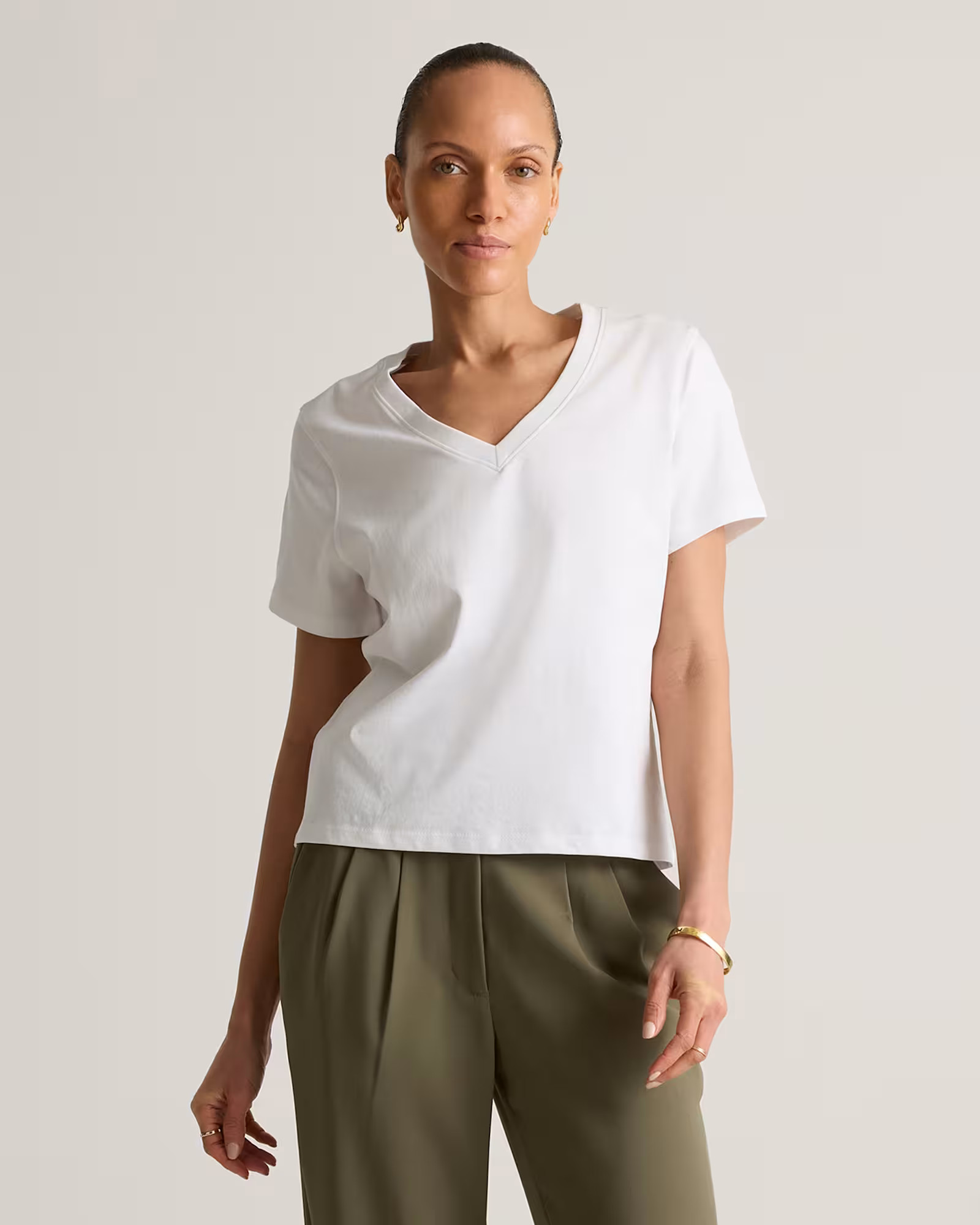 100% Organic Cotton Boxy V-Neck Tee | Quince