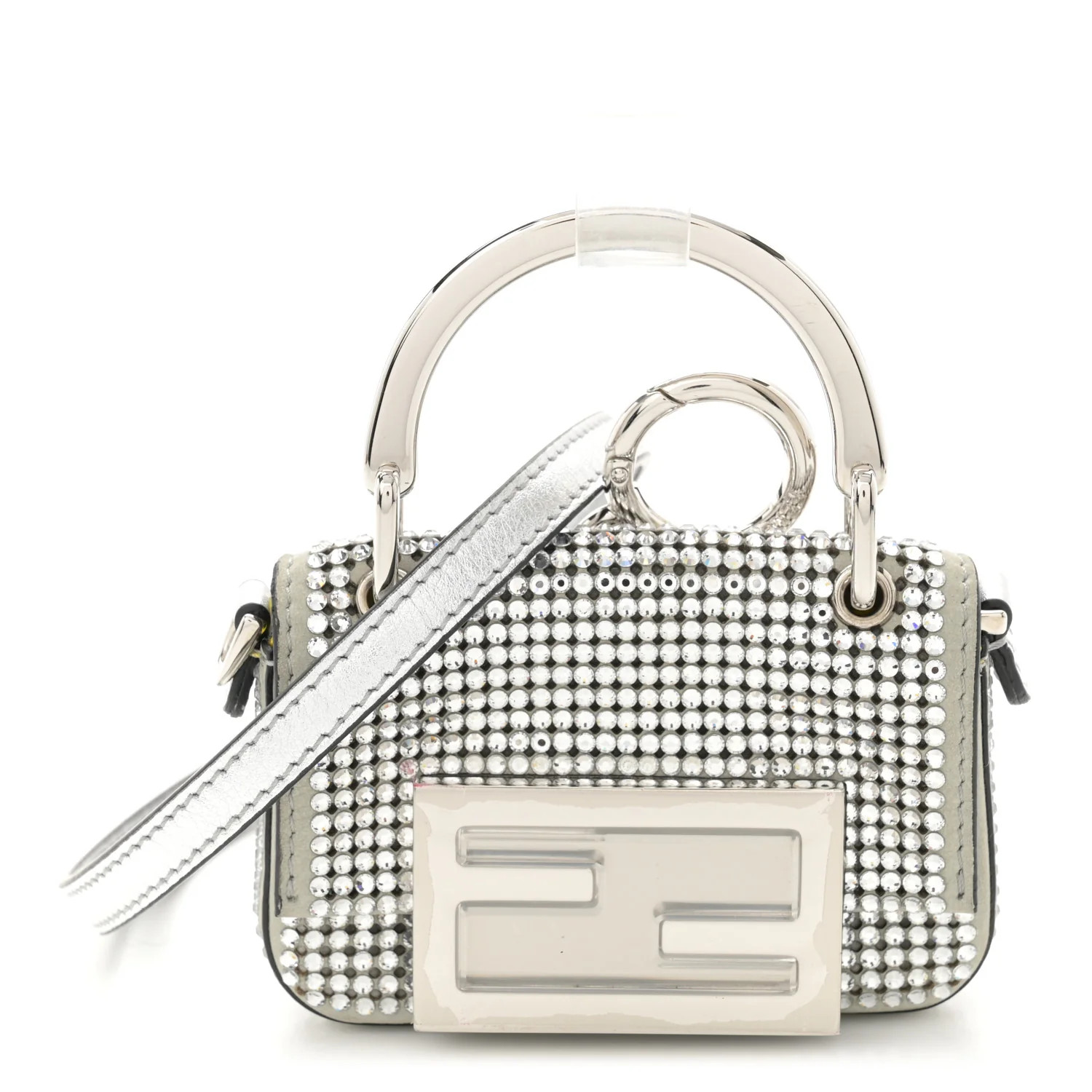 Nubuck Crystal Catalan Mirror Nano Maxi Buckle Baguette Charm Pietra Argento | FASHIONPHILE (US)