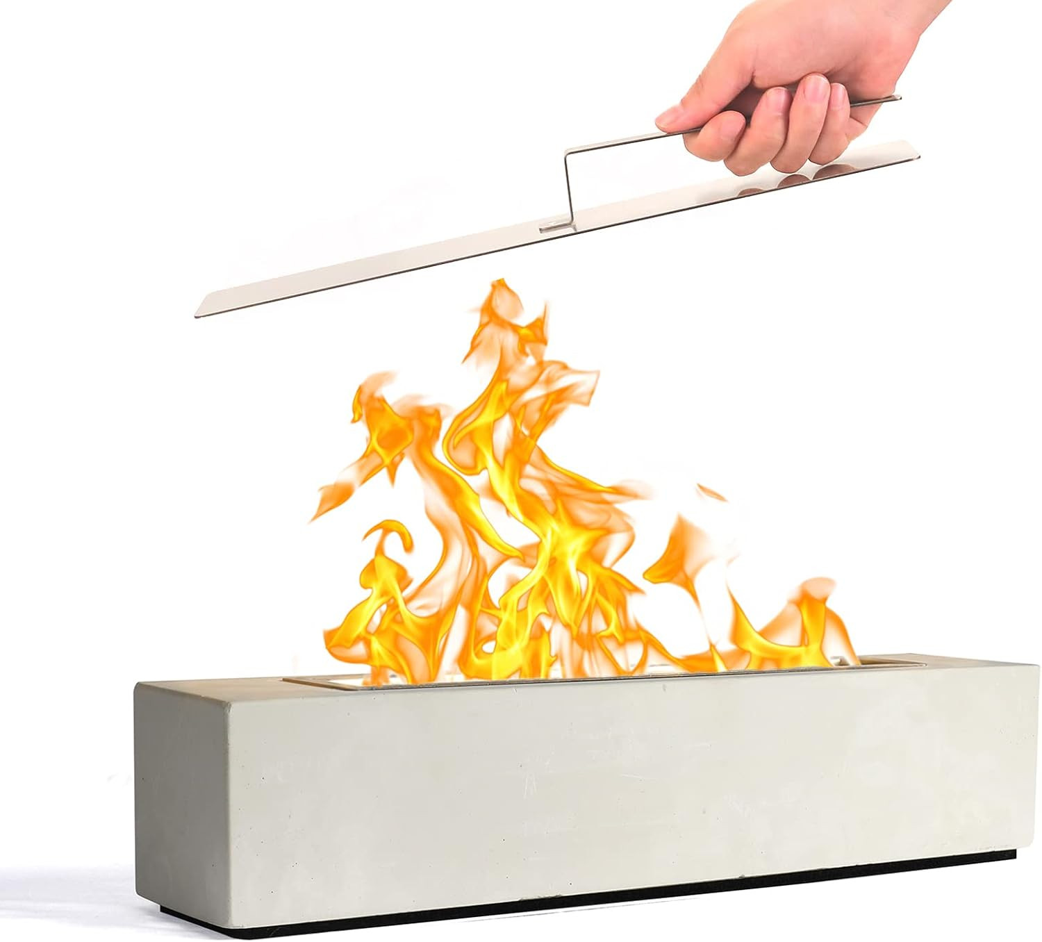 AESRAOU Large Rectangle Tabletop Fire Pit GRC Special Cement Portable Table Top Smokeless Fire Pi... | Amazon (US)
