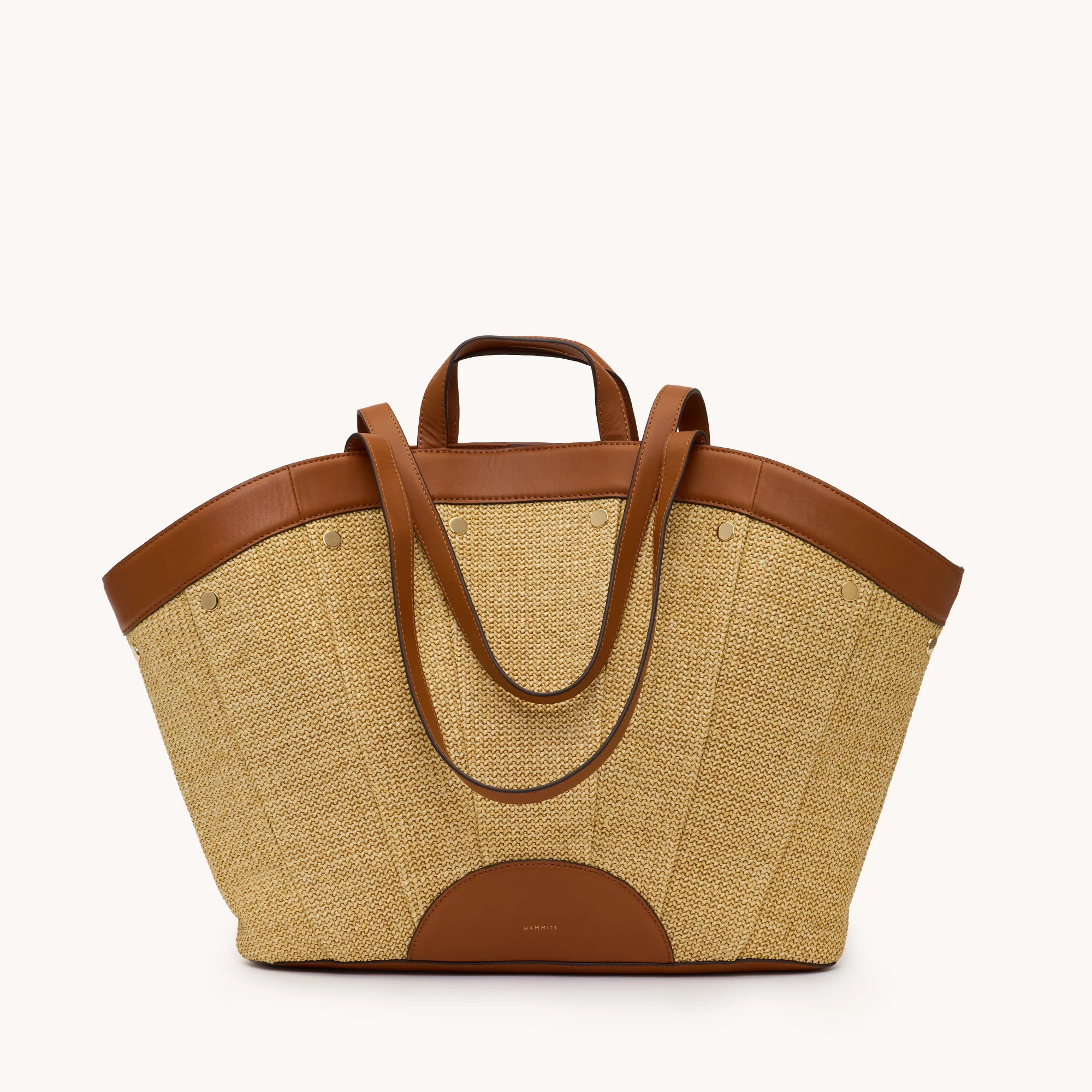 Shelley Tote | Cocoa Raffia/Gold 840220525194 | Hammitt (US)