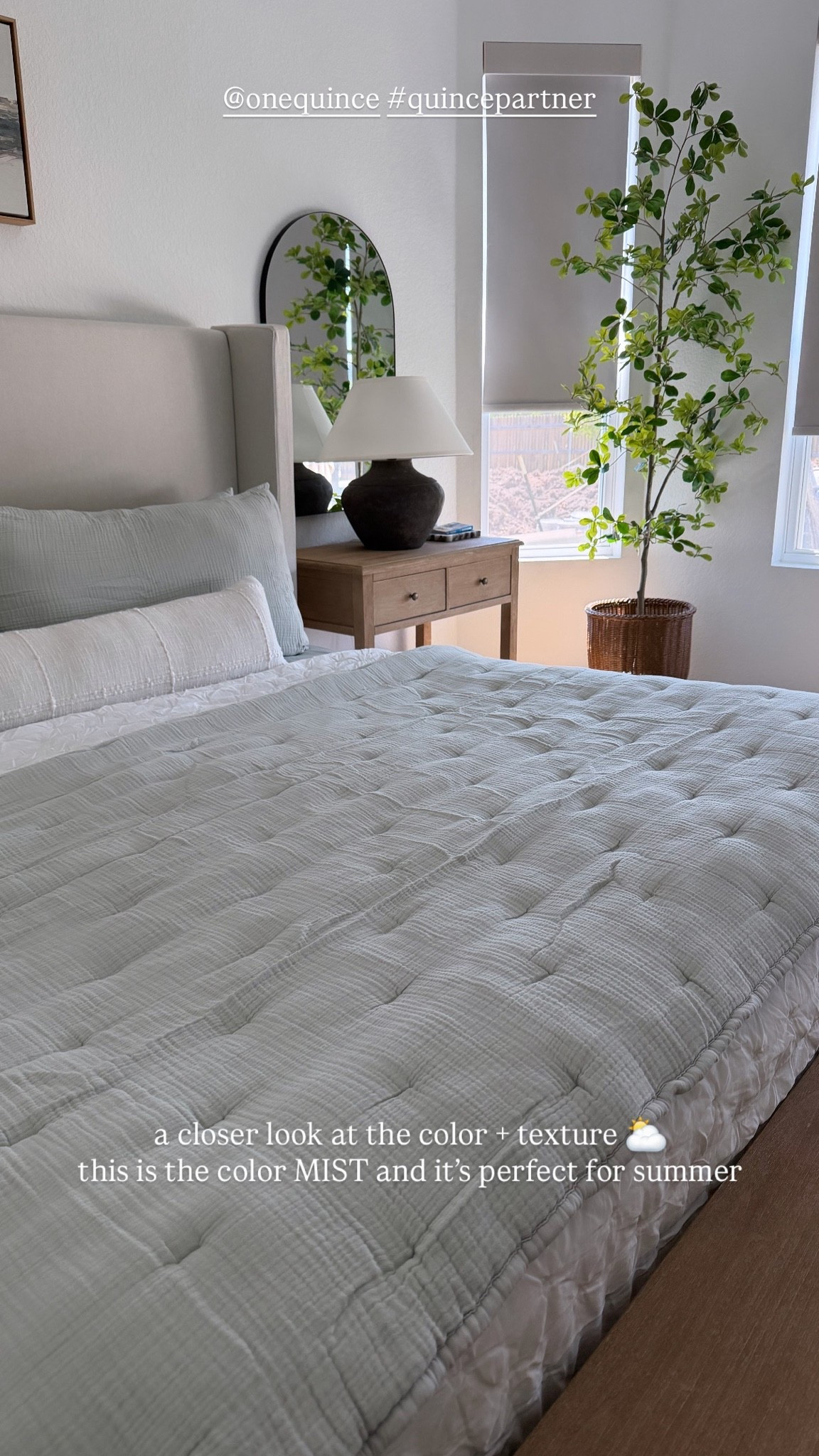 Summer Bedding Refresh with @Quince  #quincepartner

Just updated my bedding for spring with this super soft Airy Cotton Gauze Quilt Set and matching bamboo sheets in the color Mist 🩵

Quince Bedding, Bedroom Views, Neutral Bedding, Soft Layered Bedding, Cozy Bedroom

#beddinginspo #neutralhomeinspo #quincebedding

#LTKHome #LTKSaleAlert