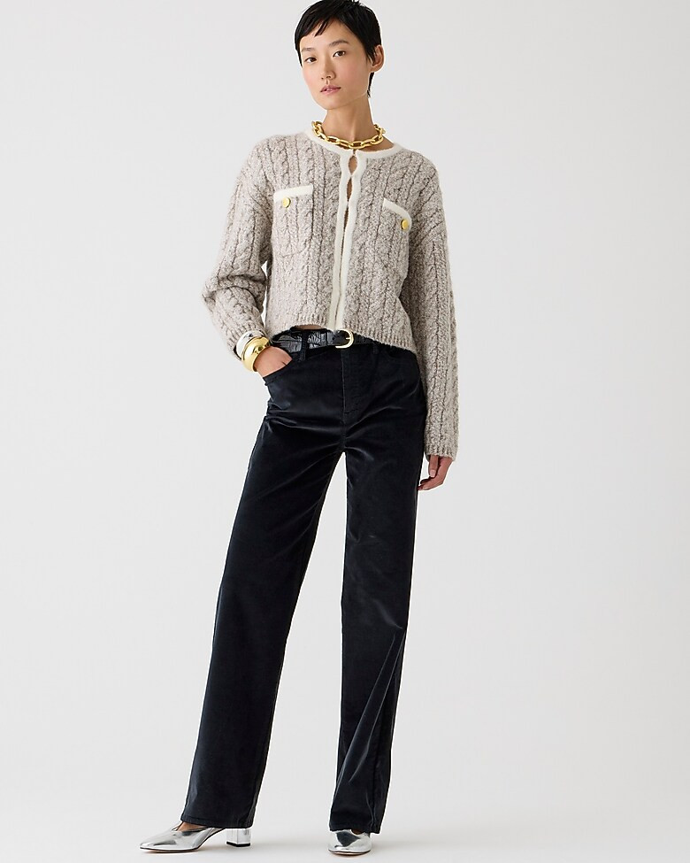 Full-length slim wide-leg pant in stretch velvet | J. Crew US