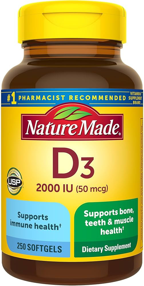 Nature Made Vitamin D3 2000 IU (50 mcg), Vitamin D Supplement for Bone, Teeth, Muscle and Immune ... | Amazon (US)
