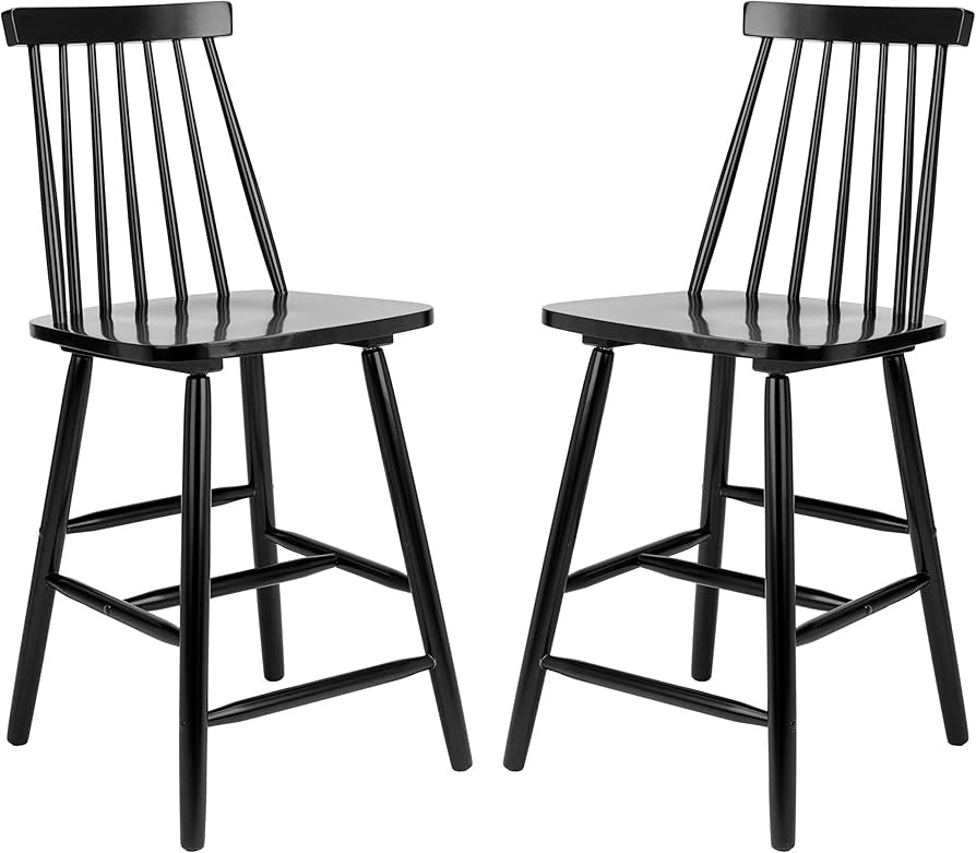 Safavieh Home Collection Beaufort Spindle Back Black Counter 24-inch Stool (Set of 2) | Amazon (US)