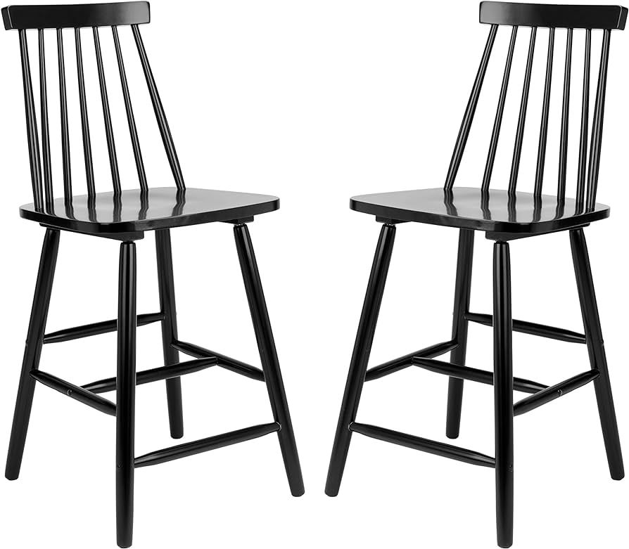 Safavieh Home Collection Beaufort Spindle Back Black Counter 24-inch Stool (Set of 2) | Amazon (US)
