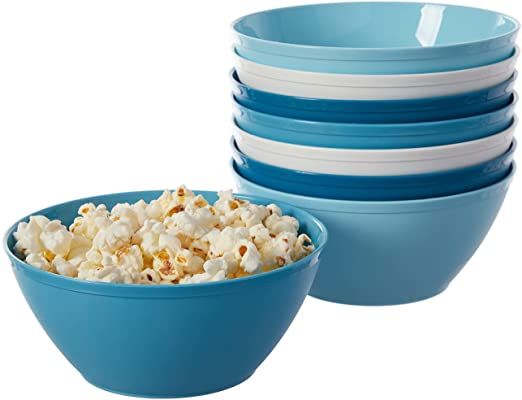 US Acrylic Fresco 28 oz. Plastic Stackable Snack Bowls for Cereal and Ice Cream in Blue Sky | Set... | Amazon (US)