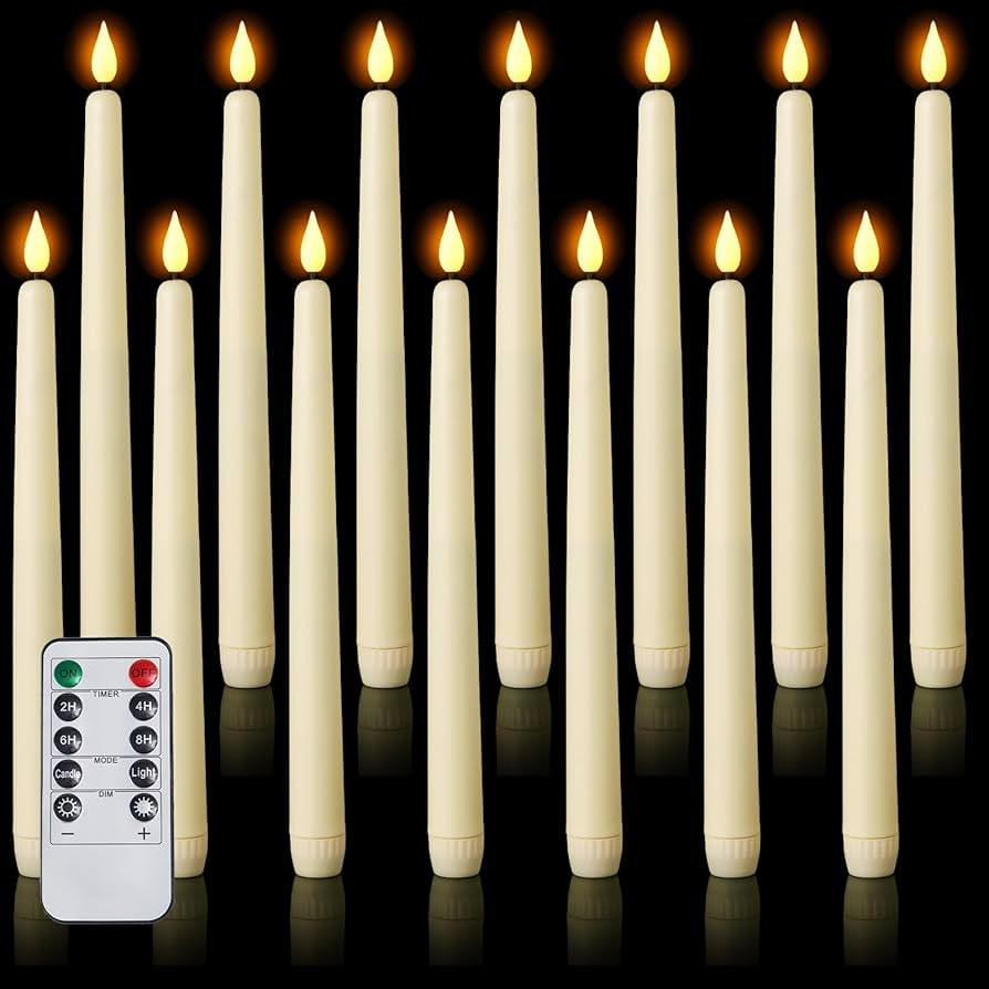AMAGIC 12 Pcs Flameless Taper Candles with Remote Timer Dimmer, 11 inches, Battery Operated, Plas... | Amazon (CA)
