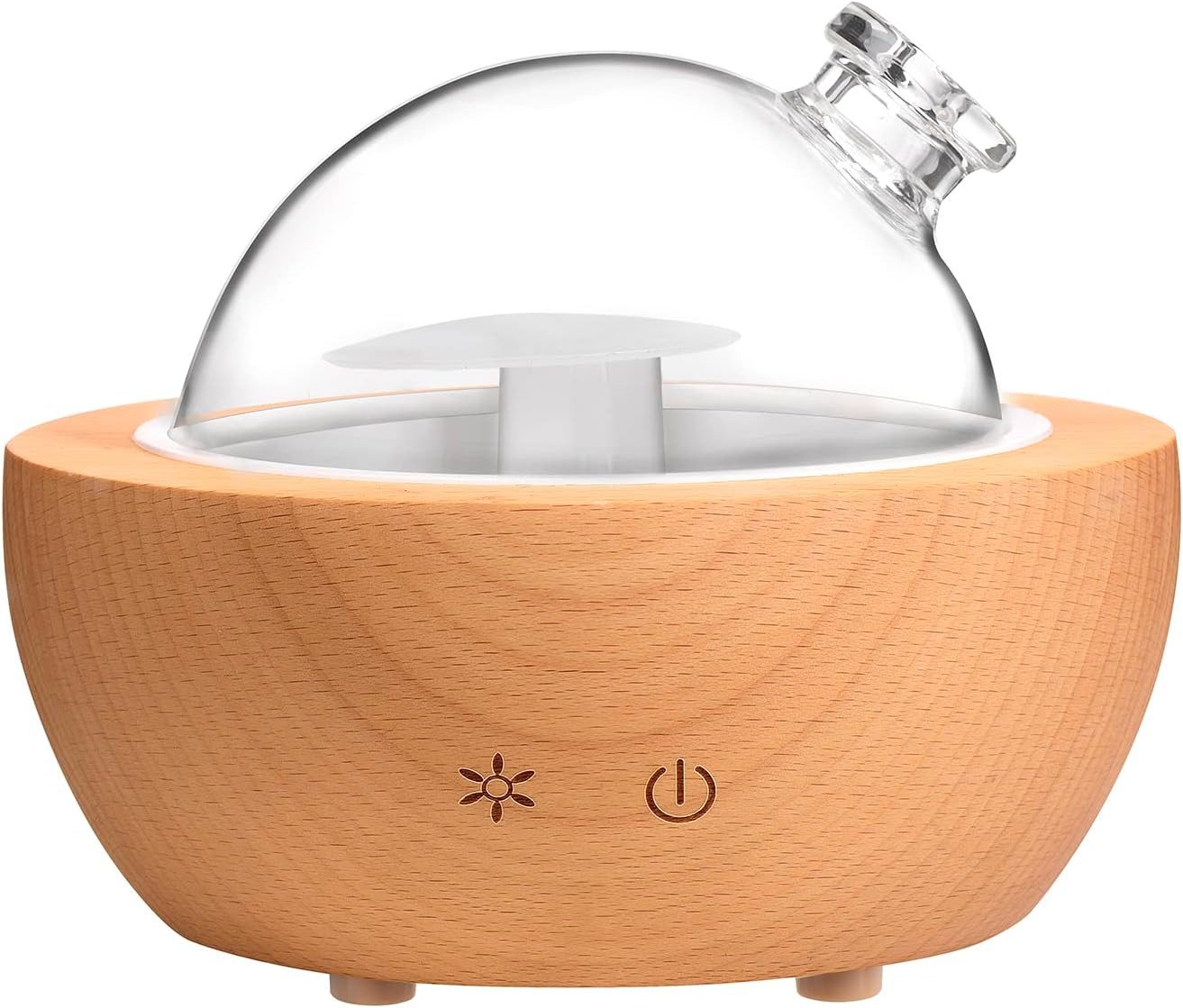 Glass Aromatherapy Essential Oil Diffuser, 200ml Natural Wood Base, Desktop Ultrasonic Aroma Diff... | Amazon (US)