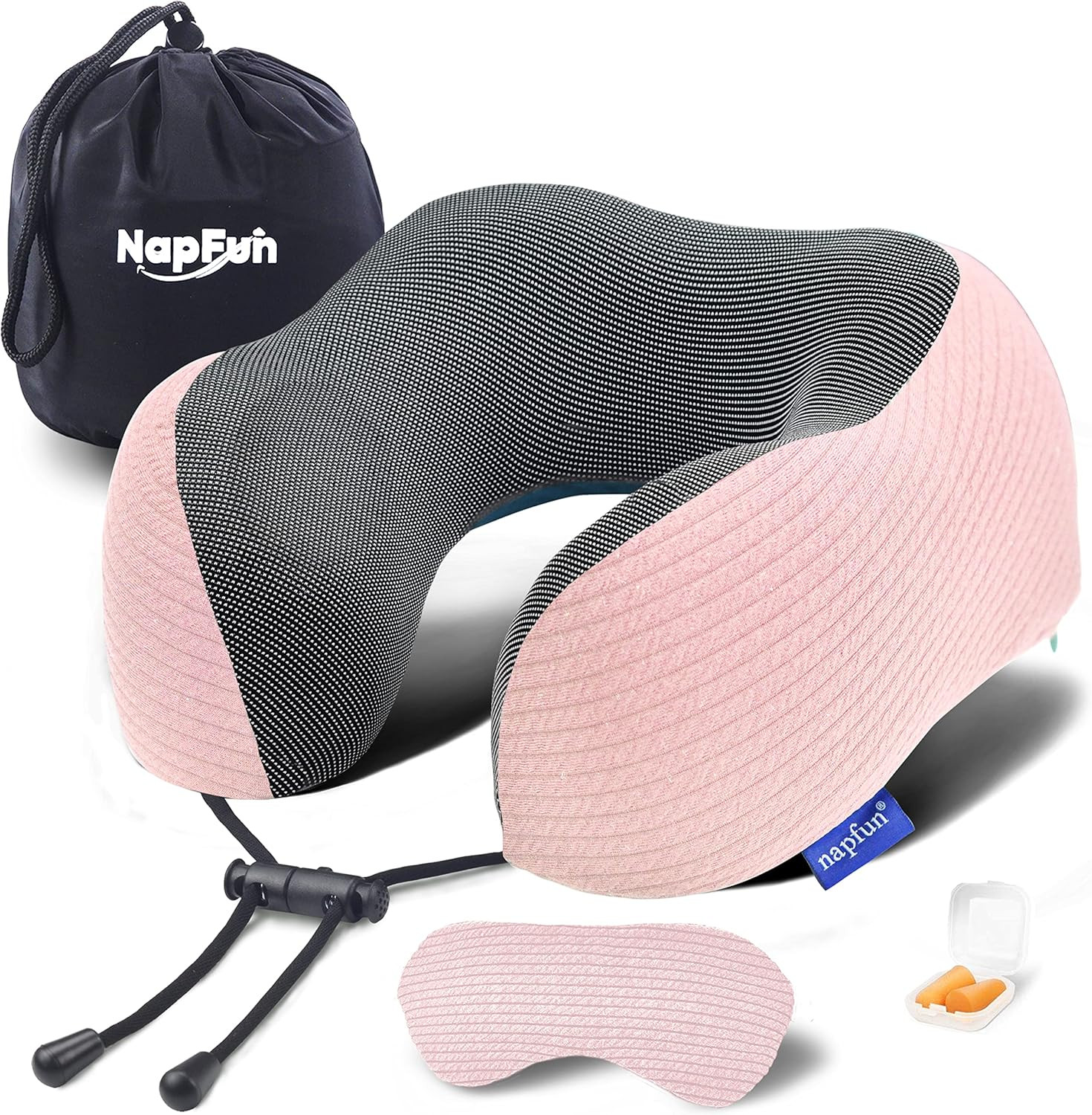 napfun Neck Pillow for Traveling, Upgraded Travel Neck Pillow for Airplane 100% Pure Memory Foam ... | Amazon (US)