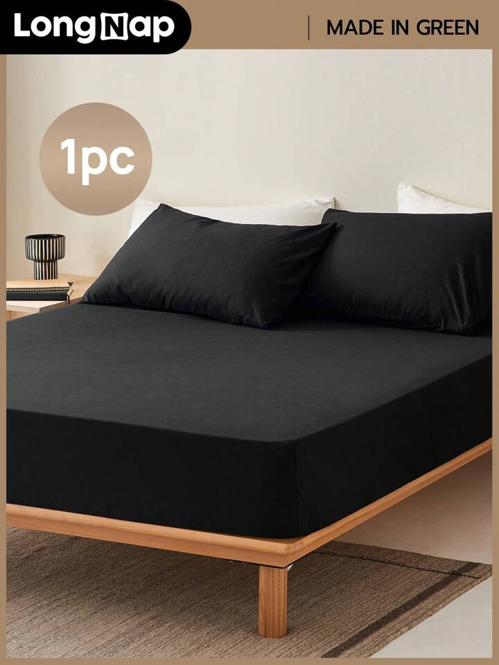 LongNap™ 1pc Supersoft Plain Fitted Sheet, Lightweight Cloud-like Feel Bedding | SHEIN