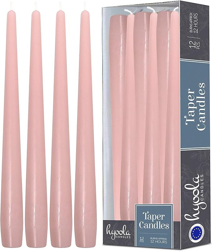 Amazon.com: Hyoola Tall Taper Candles - 12 Inch Light Pink Unscented Dripless Taper Candles - 10 ... | Amazon (US)