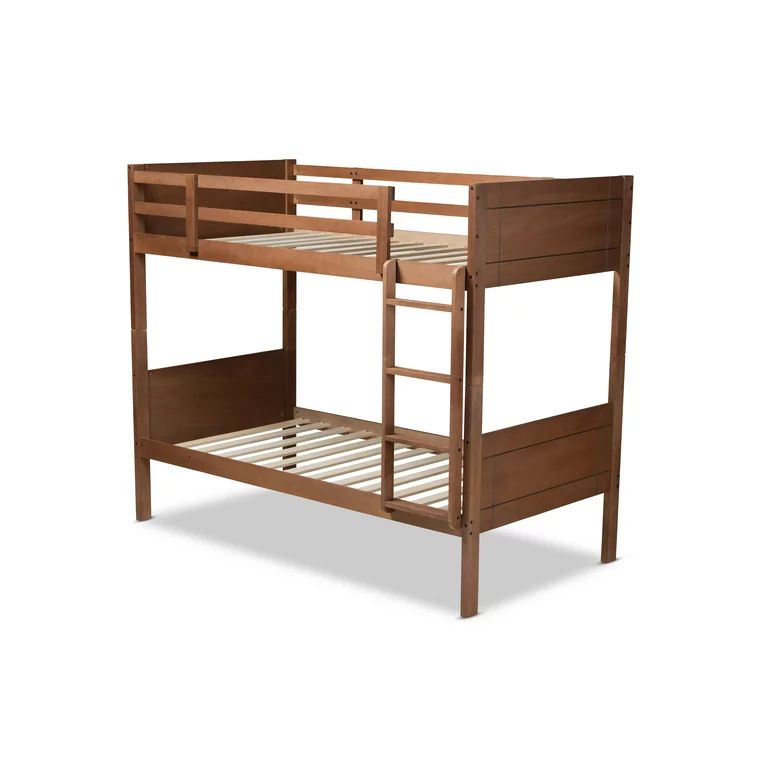 Baxton Studio Elsie Modern and Contemporary Walnut Brown Finished Wood Twin Size Bunk Bed | Walmart (US)